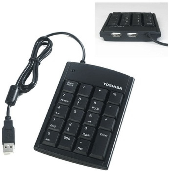 Toshiba USB Numeric Keypad with 2-Port USB Hub USB Черный клавиатура