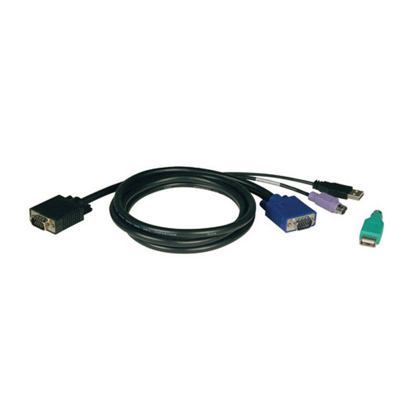 Tripp Lite USB/PS2, 15 ft 4.57m Schwarz Tastatur/Video/Maus (KVM)-Kabel