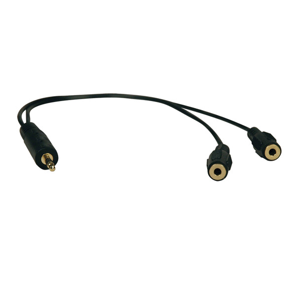 Tripp Lite 3.5mm, 1ft. 0.3м 3.5mm 2 x 3.5mm Черный аудио кабель