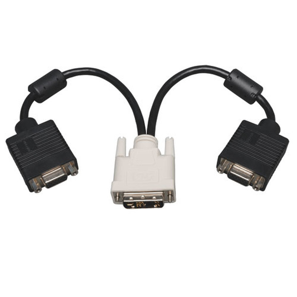 Tripp Lite DVI to VGA Y Splitter Adapter Cable (DVI-I-M to 2x HD15-F), 1-ft.
