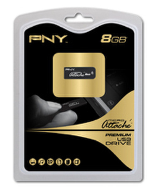 PNY Micro Attaché 8ГБ USB 2.0 Тип -A Черный USB флеш накопитель