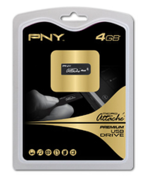 PNY Micro Attaché 4GB USB 2.0 Type-A Black USB flash drive