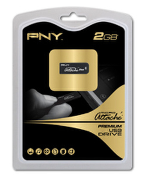 PNY Micro Attach 2ГБ USB 2.0 Тип -A Черный USB флеш накопитель