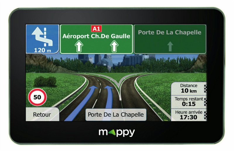 Mappy GPS Maxi S719 Europe Фиксированный 7" TFT Сенсорный экран Черный