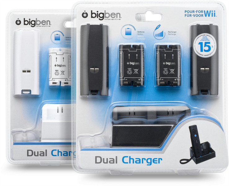 Bigben Interactive WIIDUALCHARG Indoor Black,White mobile device charger