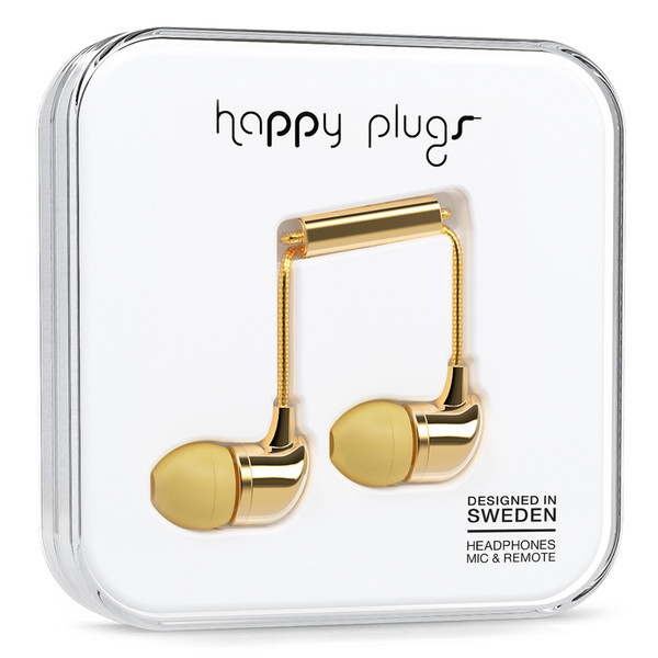 Happy Plugs 152601 Стереофонический Вкладыши Золотой гарнитура мобильного устройства