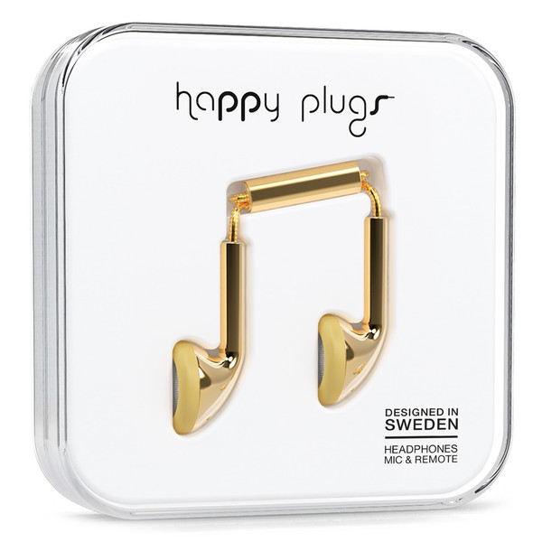 Happy Plugs 152600 Стереофонический Вкладыши Золотой гарнитура мобильного устройства
