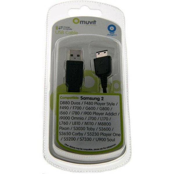 Muvit MUUSBG600 USB A Micro-USB A Черный кабель USB