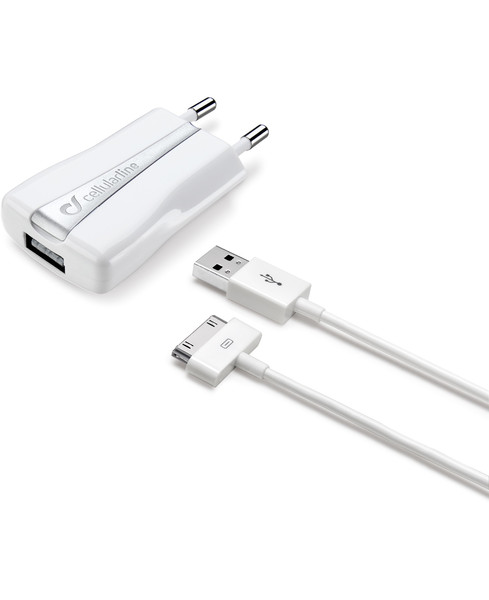 Cellularline ACHUSBKITIPHONE4 Indoor White mobile device charger