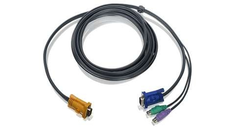 iogear PS/2 KVM Cable 10 Ft 3м Черный кабель клавиатуры / видео / мыши