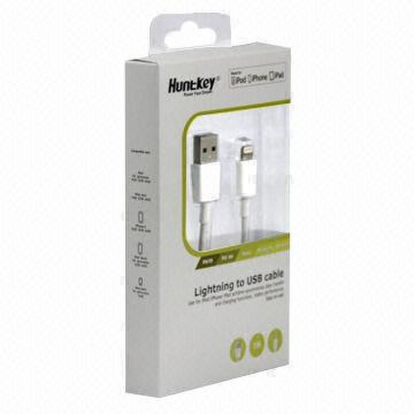 Huntkey 244-10717045RH 1м USB A Lightning Белый кабель USB
