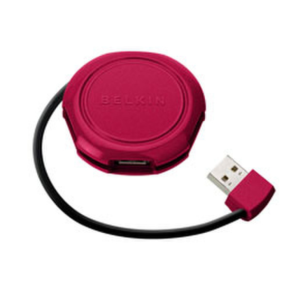 Belkin Travel USB Hub 480Мбит/с Красный хаб-разветвитель
