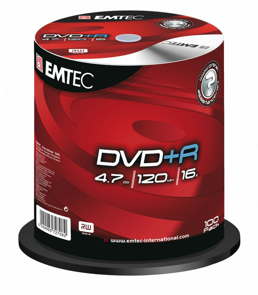 Emtec EKOVPR4710016CB 4.7GB DVD+R 100Stück(e) DVD-Rohling