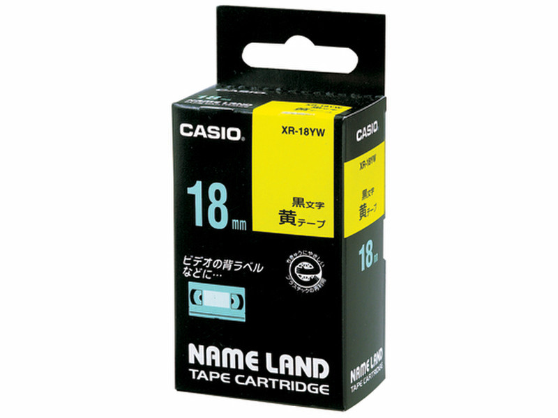 Casio XR-18YW Black on yellow label-making tape