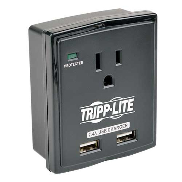 Tripp Lite Protect It! 1-Outlet Surge Protector, Direct Plug-In, 1080 Joules, 2.4A USB Charger