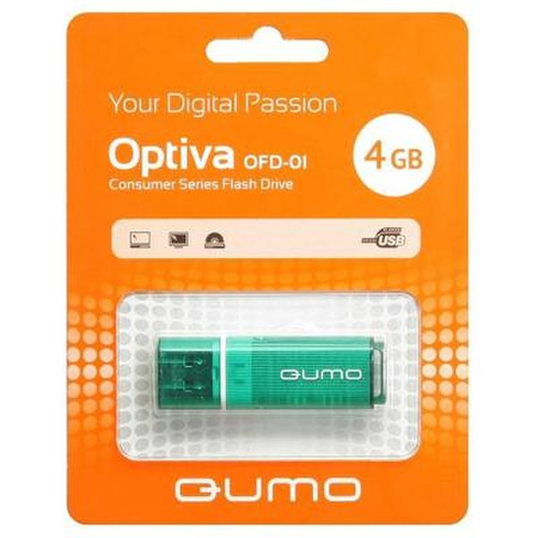 QUMO 4GB Optiva 01 4GB USB 2.0 Type-A Green USB flash drive