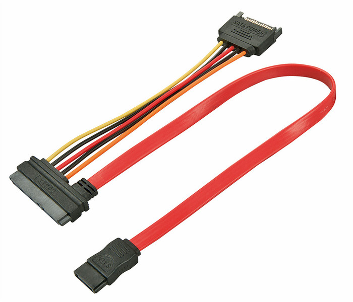 Lindy 33384 0.5м Черный, Красный кабель SATA