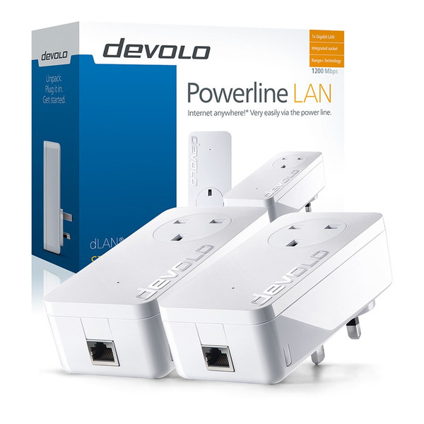 Devolo dLAN 1200+ Starter Kit 1200Mbit/s Eingebauter Ethernet-Anschluss Weiß 2Stück(e) PowerLine Netzwerkadapter