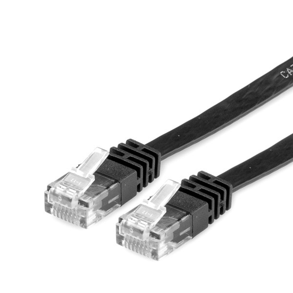 Rotronic UTP Cat.6 Flat Network Cable, black 1 m