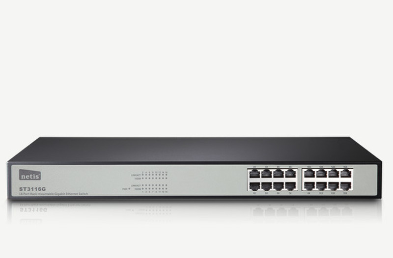 Netis System ST3116G Неуправляемый Gigabit Ethernet (10/100/1000) Черный, Серый сетевой коммутатор