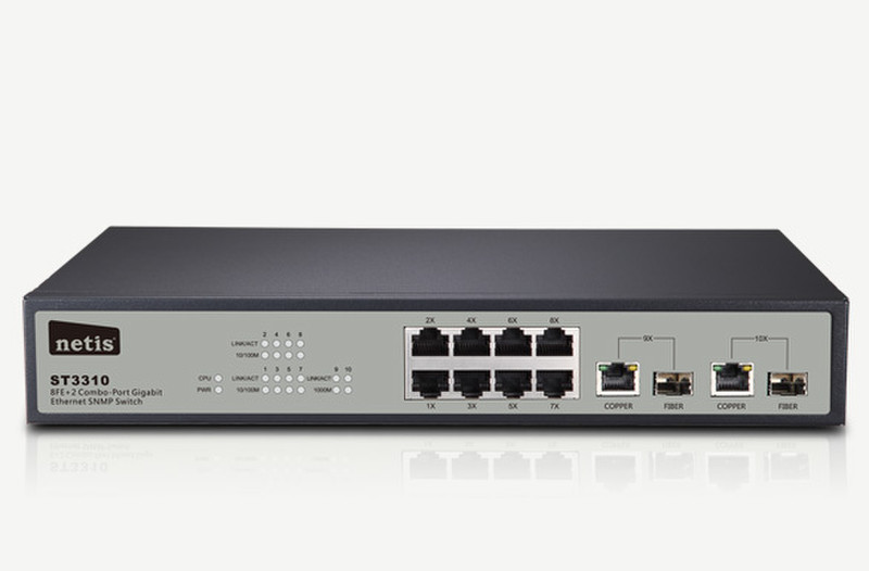 Netis System ST3310 Неуправляемый Fast Ethernet (10/100) Черный, Серый сетевой коммутатор
