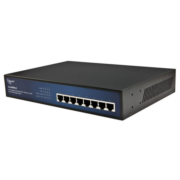 ALLNET ALL8808POE Неуправляемый L2 Gigabit Ethernet (10/100/1000) Power over Ethernet (PoE) Черный, Синий сетевой коммутатор