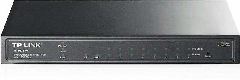 TP-LINK TL-SG2210P Managed network switch L2 Gigabit Ethernet (10/100/1000) Power over Ethernet (PoE) Черный сетевой коммутатор