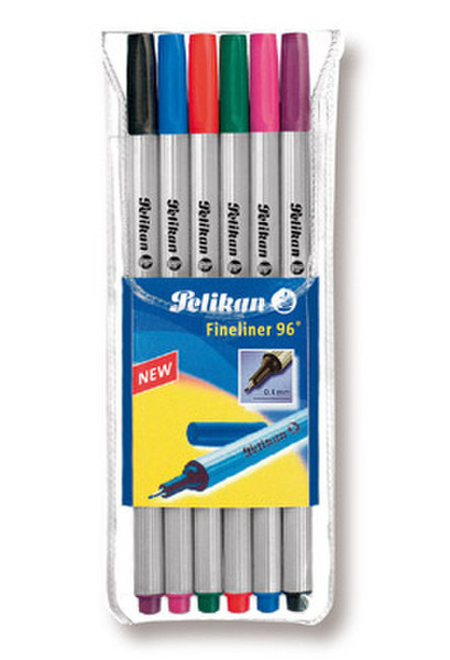 Pelikan 940650 Черный, Синий, Зеленый, Розовый, Пурпурный, Красный 6шт капиллярная ручка