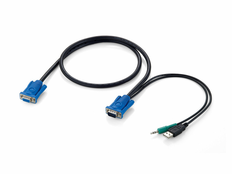 LevelOne 1m VGA Male to Female and Audio Cable