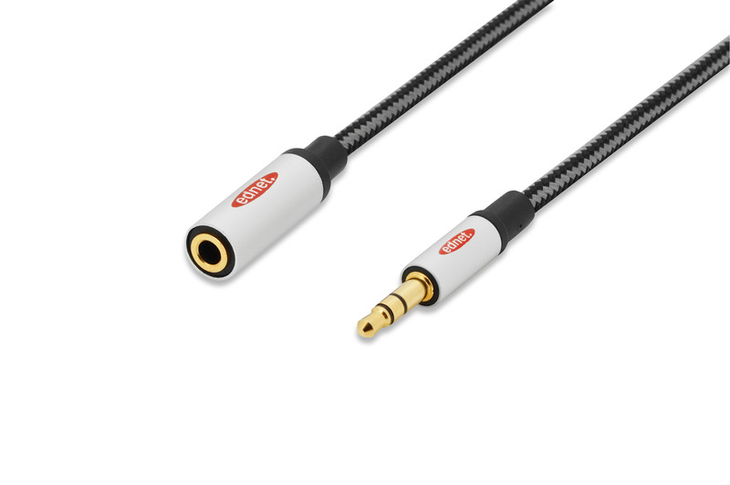 Ednet 84541 3м 3,5 мм 3,5 мм Черный, Cеребряный аудио кабель