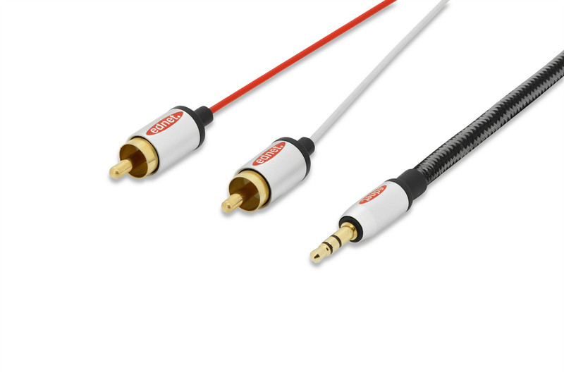 Ednet 84542 2.5m 3.5mm 2 x RCA Schwarz, Rot, Silber, Weiß Audio-Kabel