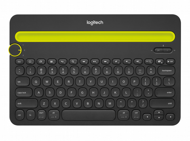 Logitech K480 Bluetooth QWERTZ Шведский Черный, Зеленый клавиатура для мобильного устройства