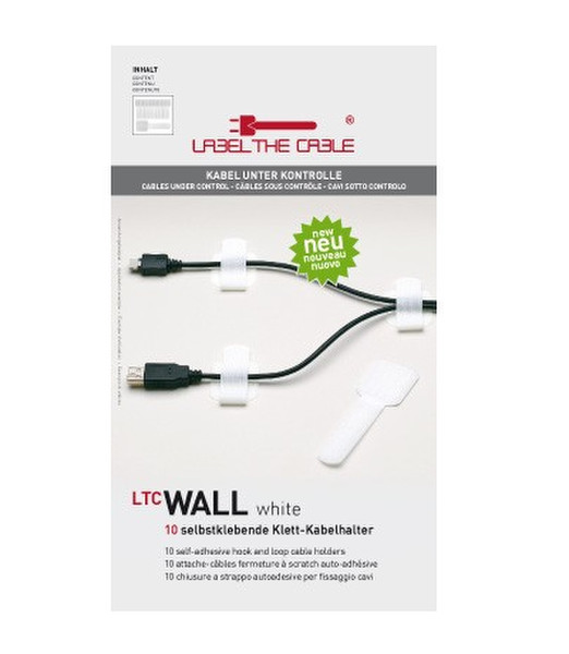 Label-the-cable WALL Velcro White 10pc(s) cable tie