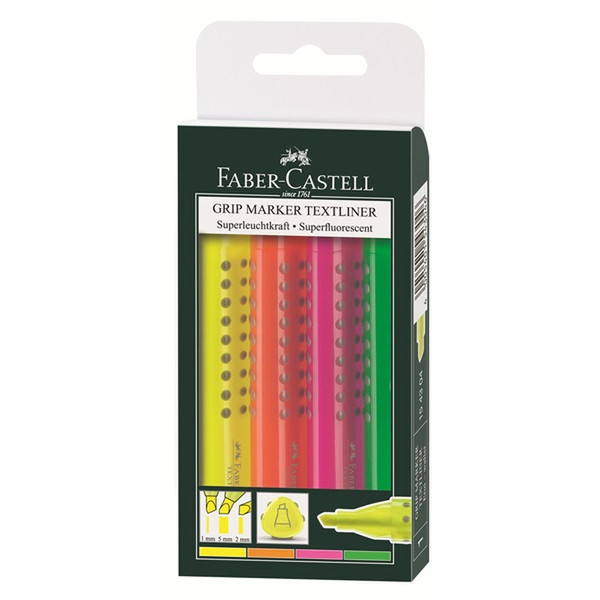 Faber-Castell 154304 Chisel tip Green,Orange,Pink,Yellow 4pc(s) marker