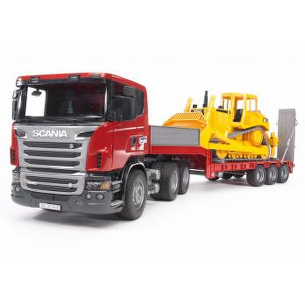 BRUDER SCANIA R-series Low loader truck, CAT Bulldozer игрушечная машинка