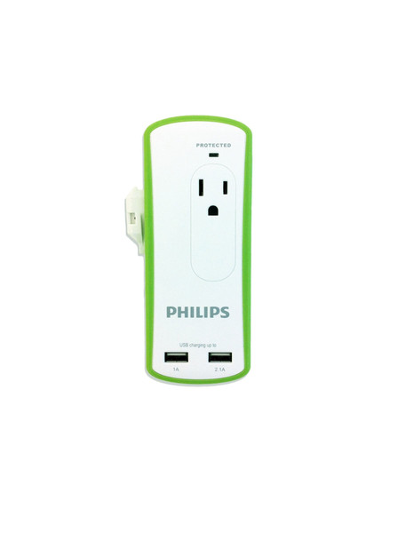 Philips SPP6020A/37 2розетка(и) 0.25м Зеленый, Белый сетевой фильтр