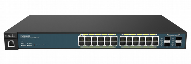 EnGenius EWS7928FP gemanaged L2 Gigabit Ethernet (10/100/1000) Energie Über Ethernet (PoE) Unterstützung 1U Schwarz Netzwerk-Switch