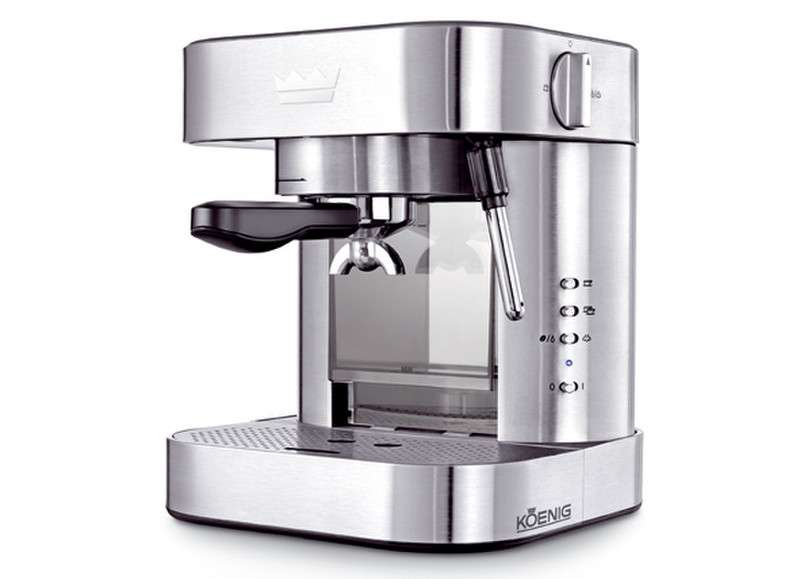 KOENIG B03108 Espressomaschine 1.5l 2Tassen Silber Kaffeemaschine