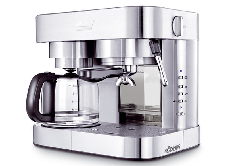 KOENIG B03110 Отдельностоящий Semi-auto Combi coffee maker 1.5л 2чашек Cеребряный кофеварка