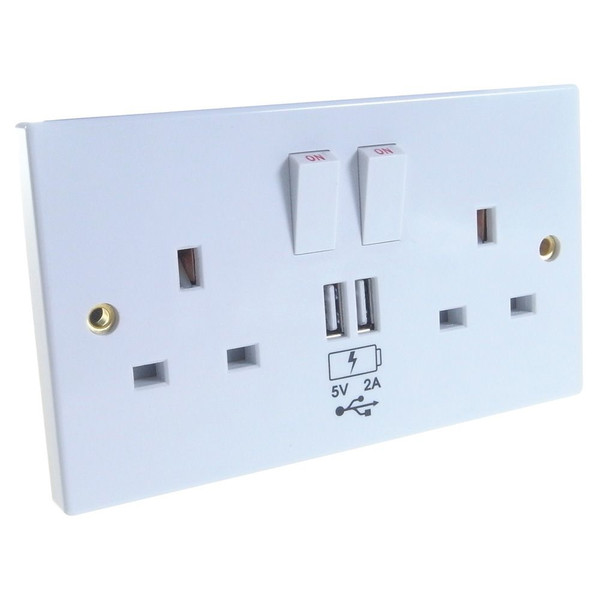 Group Gear 27-2000 White socket-outlet