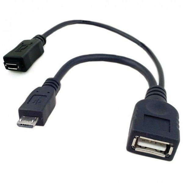 Techly 0.3m USB 2.0 A F - Micro USB 2.0 M/F 0.3m USB A 3 x Micro-USB B Schwarz
