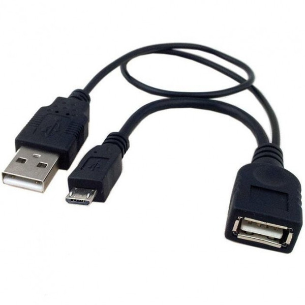 Techly 0.3m USB 2.0 A M/F - Micro USB 2.0 M 0.3m USB A USB A/Micro-USB B Schwarz