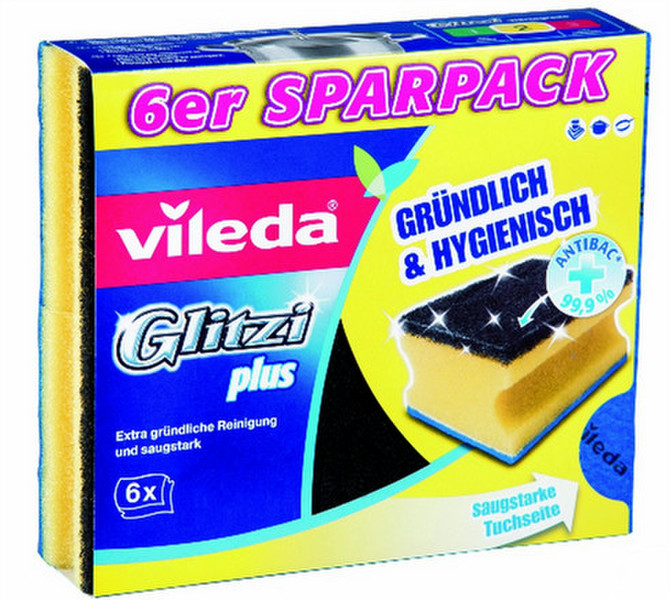 Vileda Glitzi Plus w/ Antibac 6 Multipack