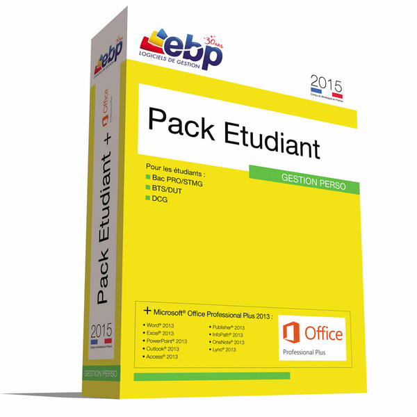 EBP Pack Etudiant 2015 + Microsoft Office Professionnel Plus 2013