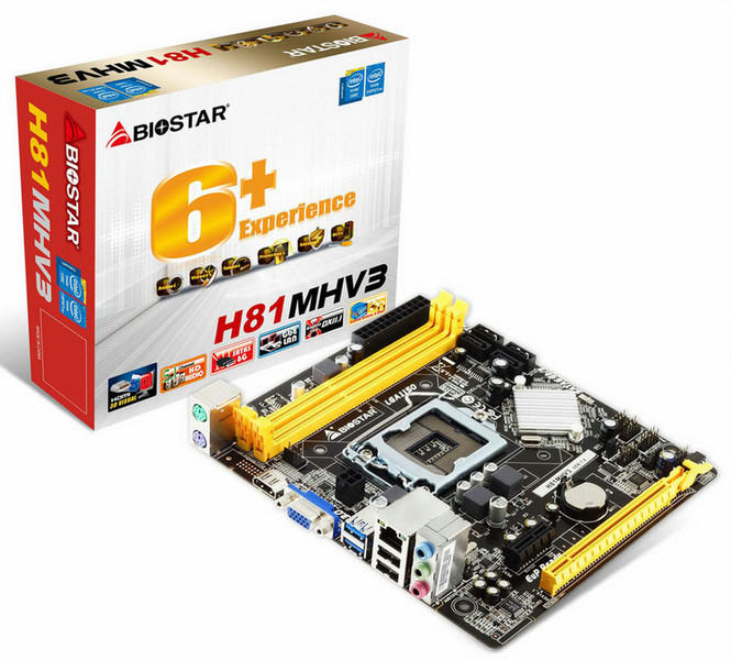 Biostar H81MHV3 Intel H81 Socket H3 (LGA 1150) Micro ATX motherboard