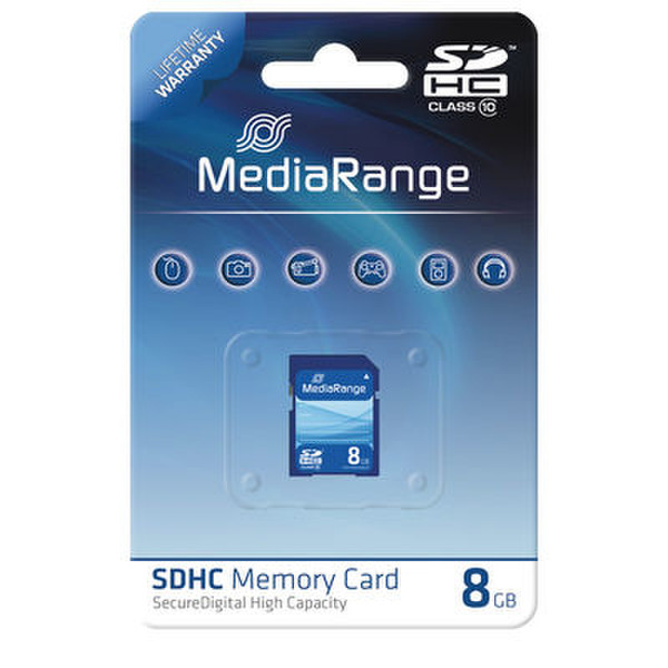 MediaRange 8GB SDHC 8ГБ SDHC Class 10 карта памяти
