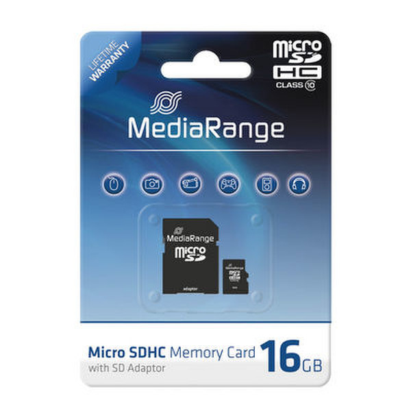 MediaRange 16GB microSDHC 16ГБ MicroSDHC Class 10 карта памяти