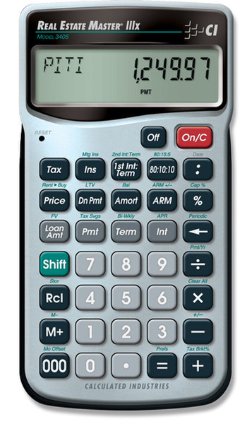 Calculated Industries Real Estate Master IIIx Pocket Financial calculator Silber