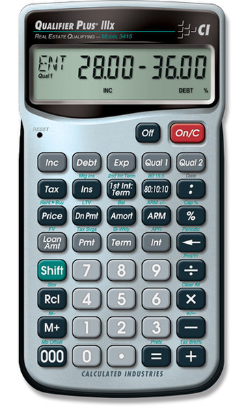 Calculated Industries Qualifier Plus IIIx Pocket Financial calculator Silber