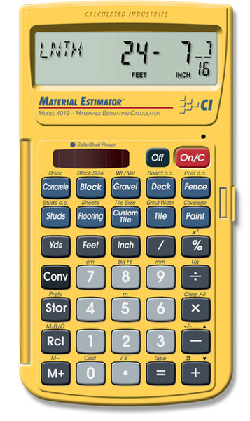Calculated Industries Material Estimator Pocket Financial calculator Yellow